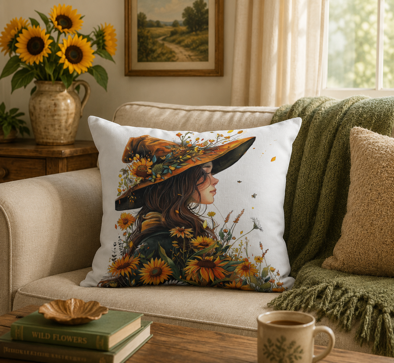 Summer Solstice (Litha) Girl Cushion