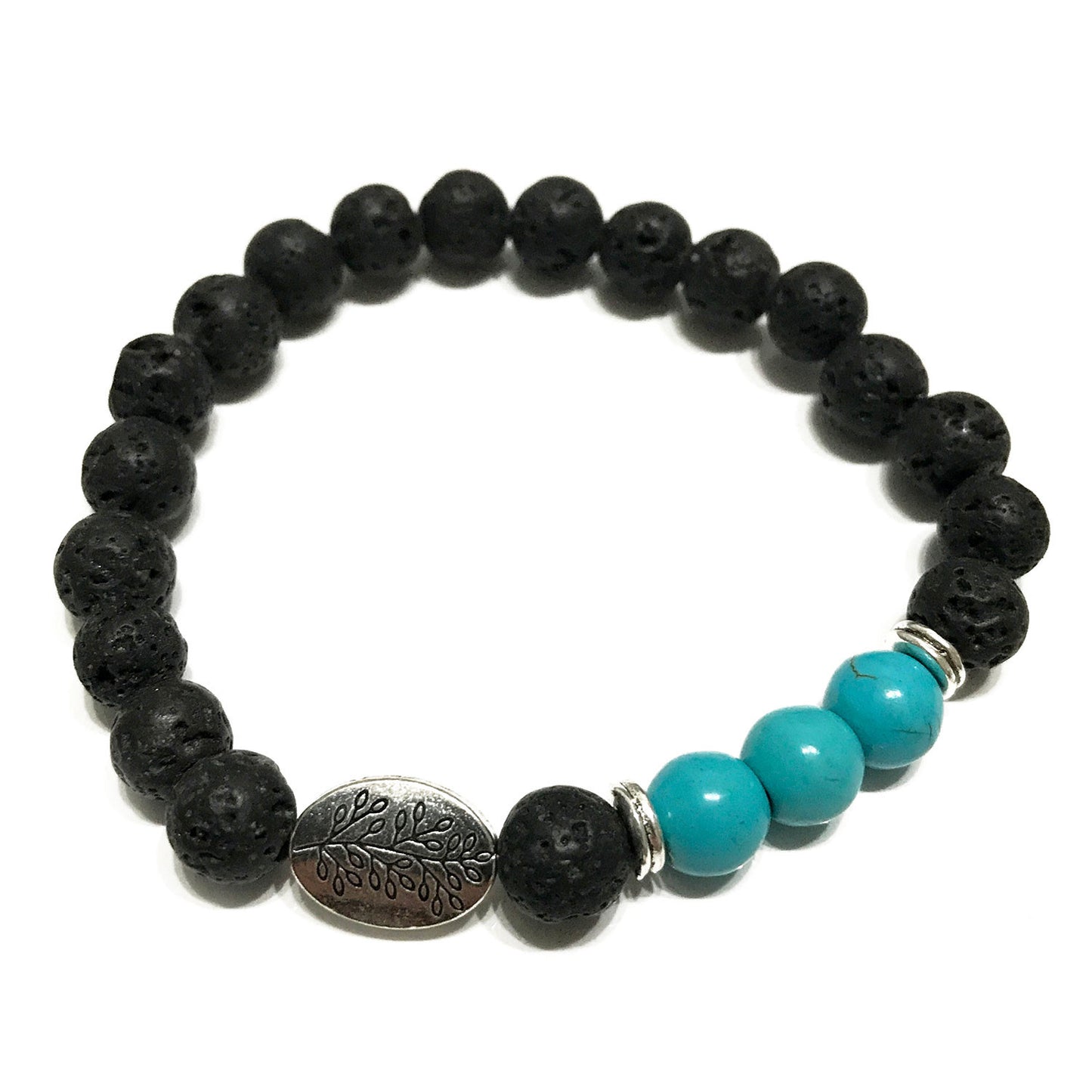 Lava Stone Bracelet - Leaf Turquoise Howlite