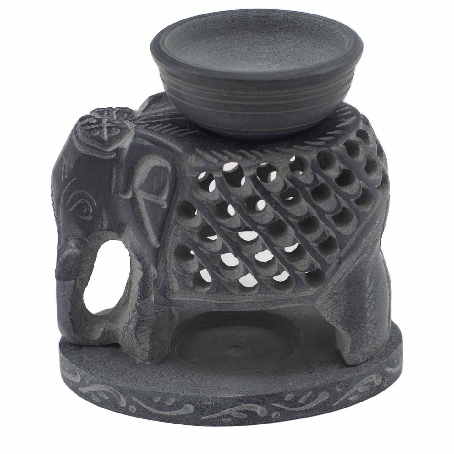 Soapstone Oil/Wax Burner 10.5cm - Standing Elephant