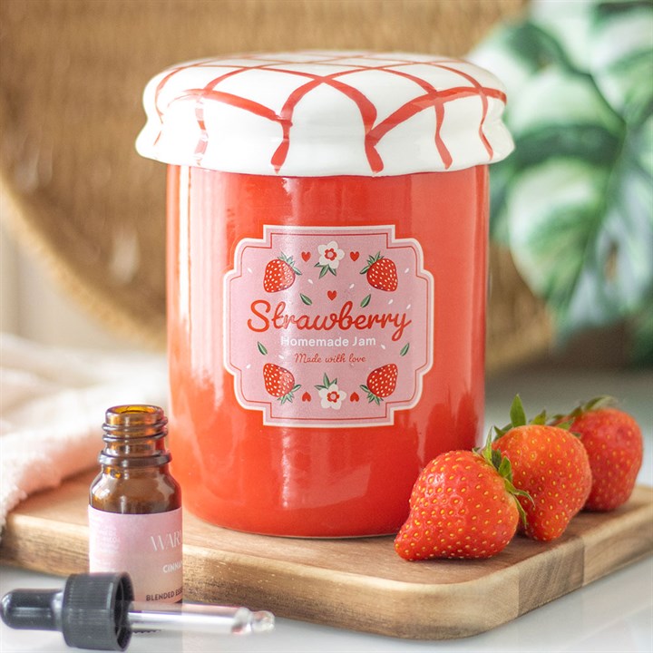 STRAWBERRY JAM JAR OIL BURNER AND WAX WARMER