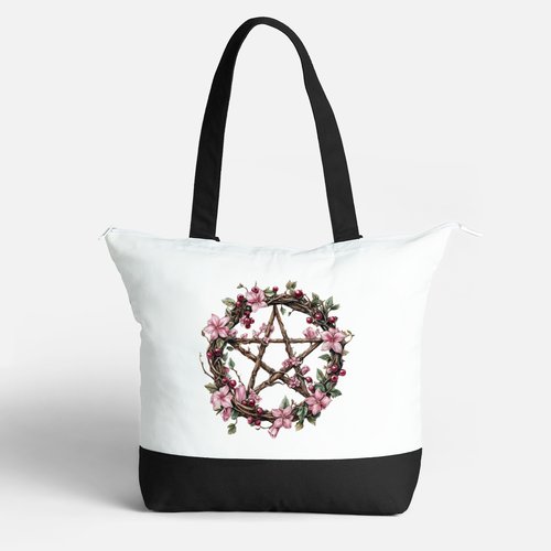 Cherry Pentagram Cotton Tote Bag