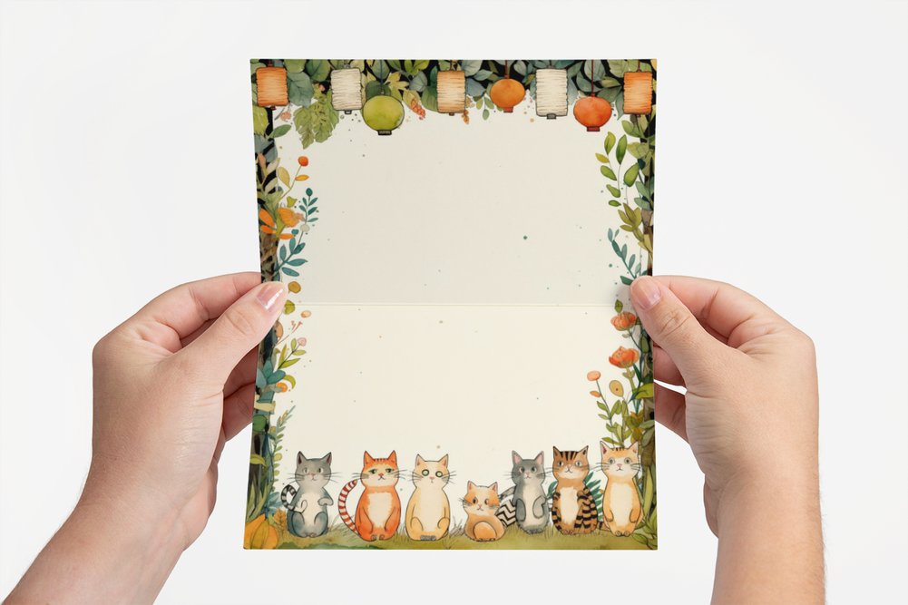 Cosy Cat White Card