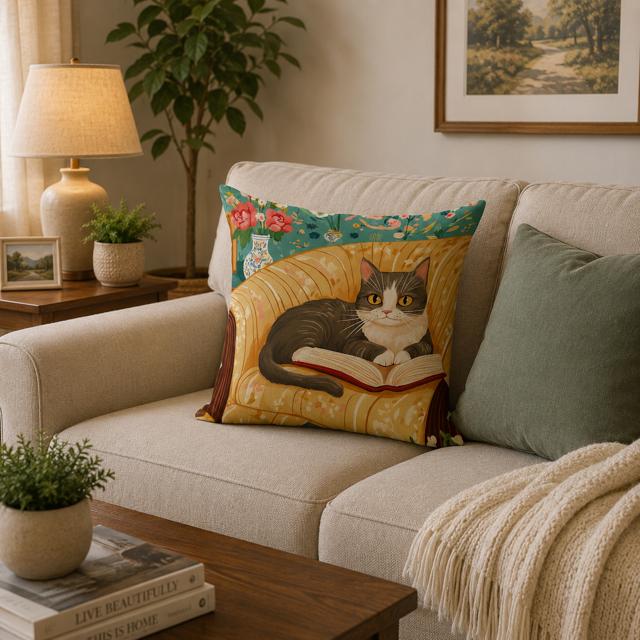 Cosy Cat Tuxedo Cushion