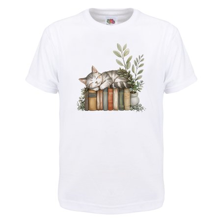 Cat on Books T-Shirt