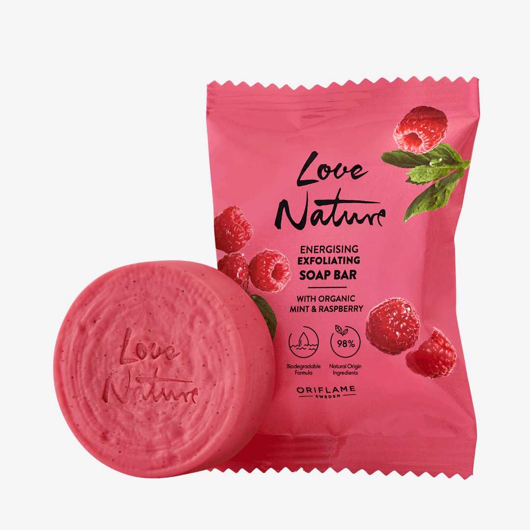 Soap Bar with Organic Mint & Raspberry - Energising Exfoliating