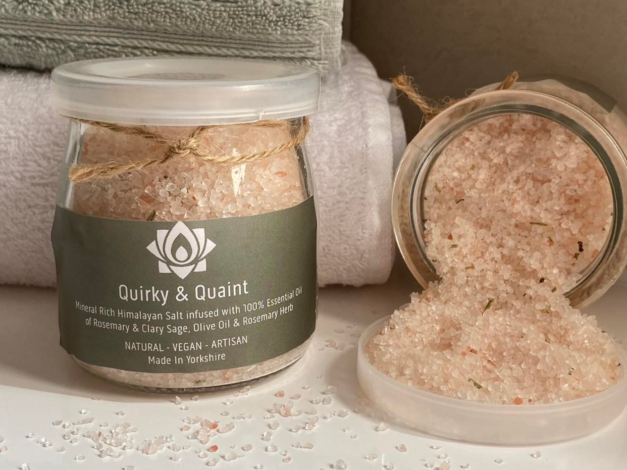 Himalayan Bath Salt Blend - Rosemary & Clary Sage Essential Oils + Olive Oil