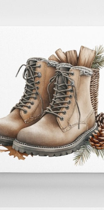 Rustic Christmas Boots Canvas Print