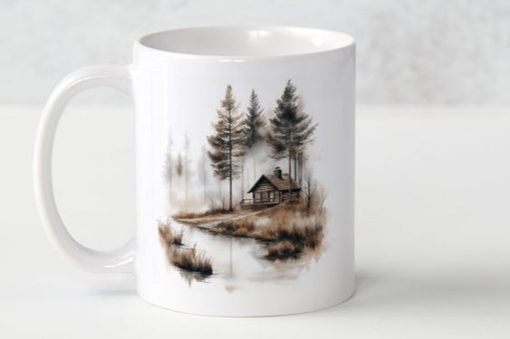 Rustic Christmas House Mug