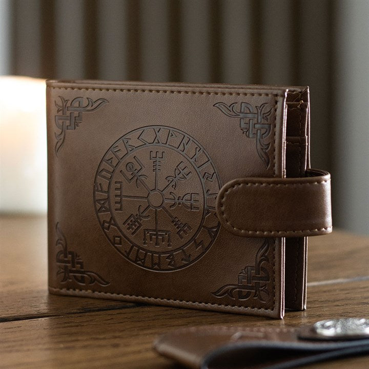 VIKING COMPASS FAUX LEATHER WALLET