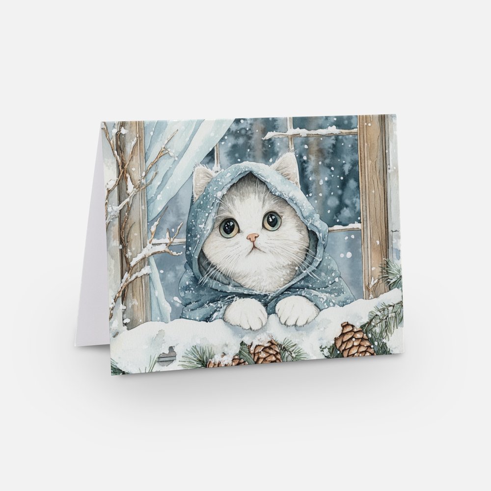 Winter Witch Cat Cards - Pack of 5