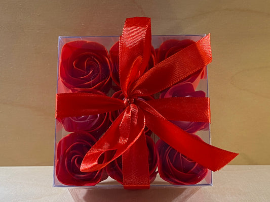 Set of 9 Soap Flowers - Red Roses