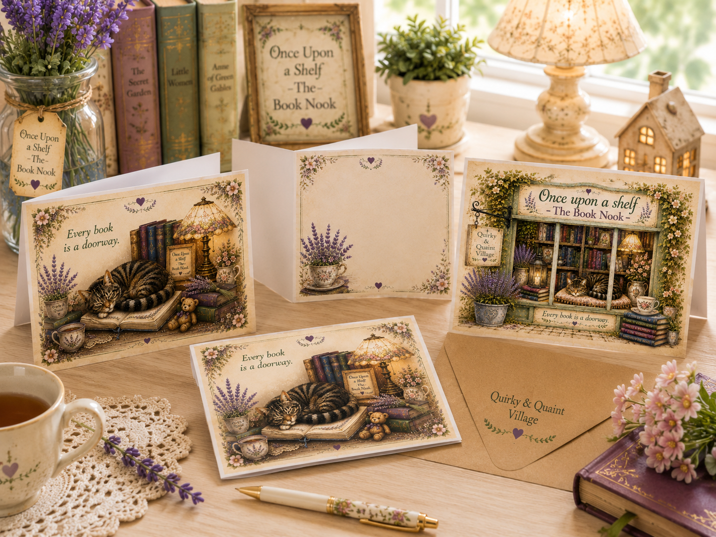 Once Upon a Shelf – The Book Nook Note Cards - Pack of 5