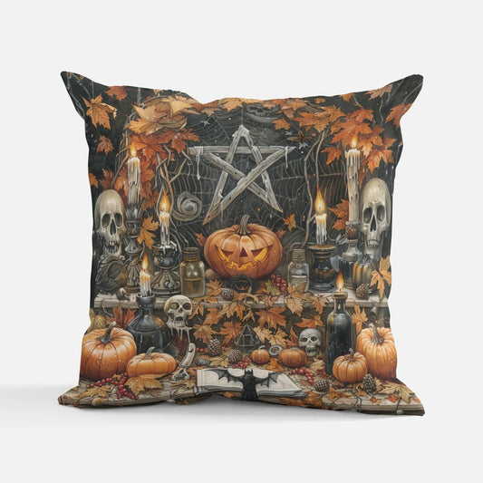 Samhain Pentagram & Pumpkins Cushion