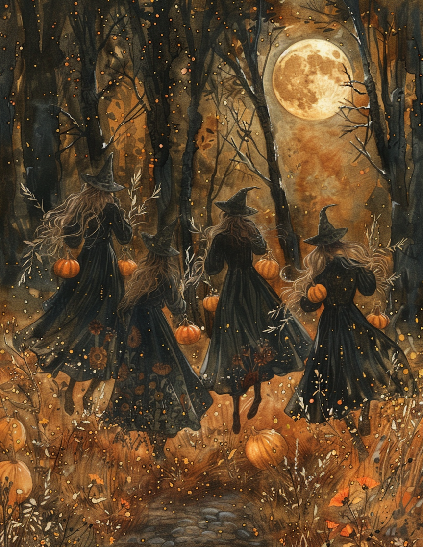 Samhain Witches in Woods Card