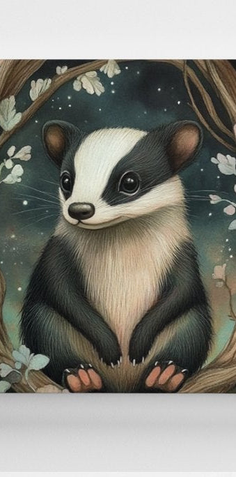 Woodland Friend Badger Canvas Print