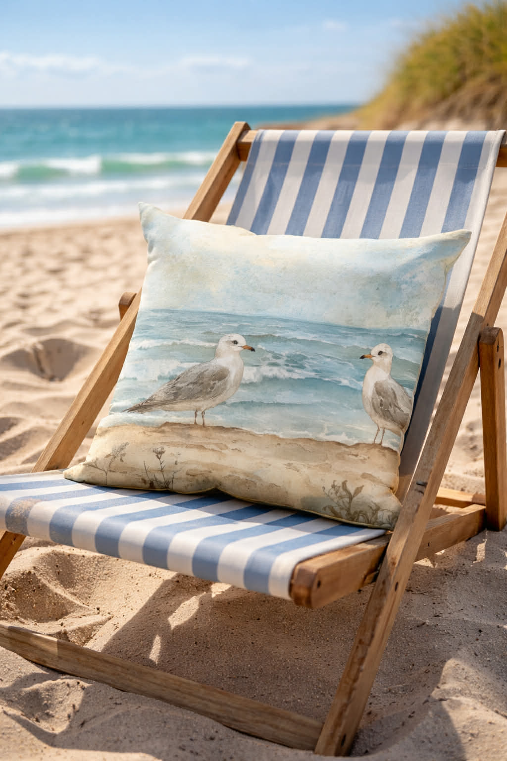 Beach with Seagulls Cushion