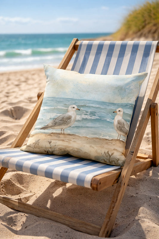 Beach with Seagulls Cushion