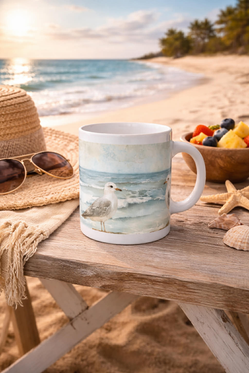 Beach with Seagulls Mug