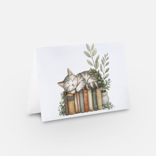 Book Lovers with Cat Card