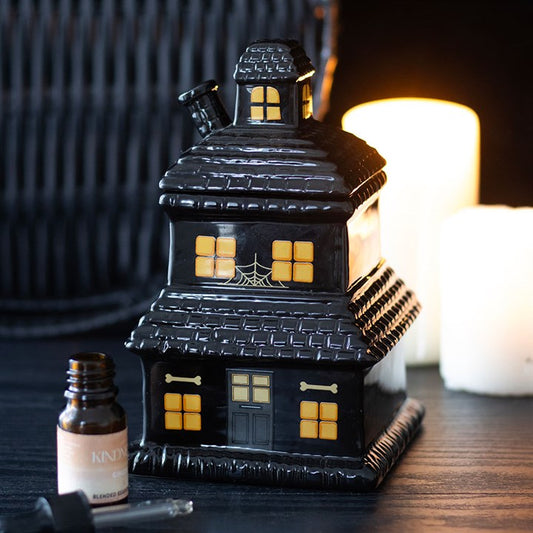 BLACK HAUNTED HOUSE OIL BURNER AND WAX WARMER