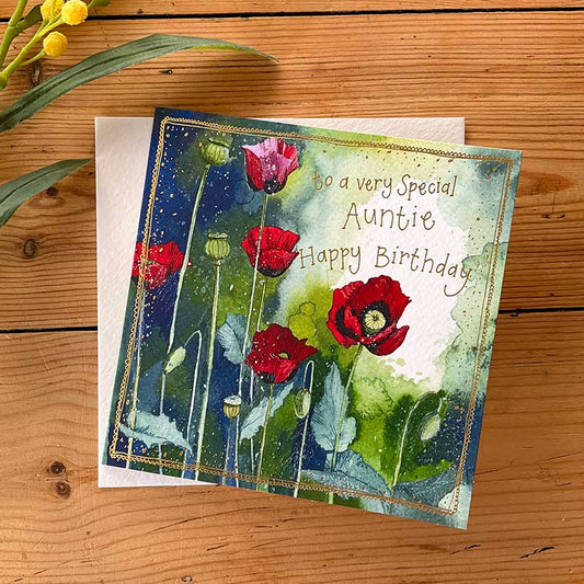 Card - Happy Birthday Auntie Oriental Poppies