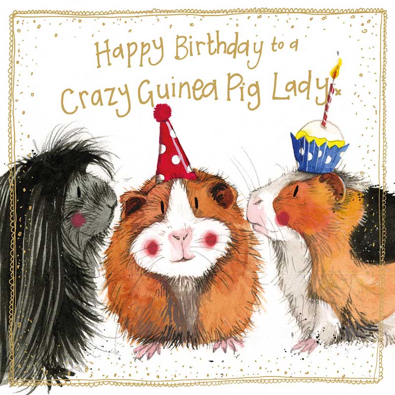 Card - Crazy Guinea Pig Lady Birthday