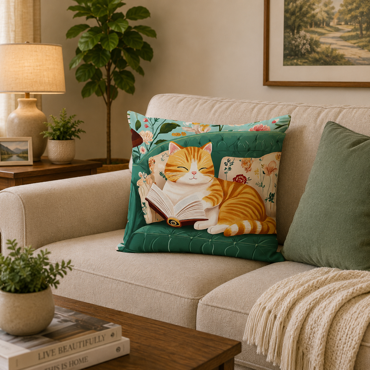 Cosy Cat Ginger Cushion