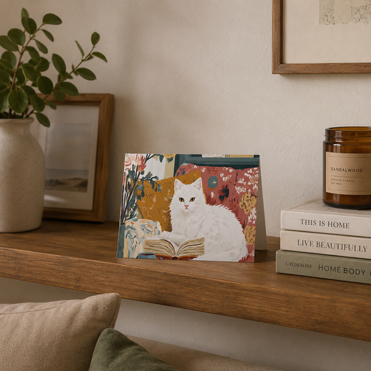 Cosy Cat White Card