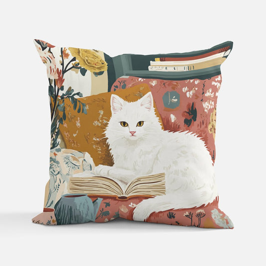 Cosy Cat White Cushion