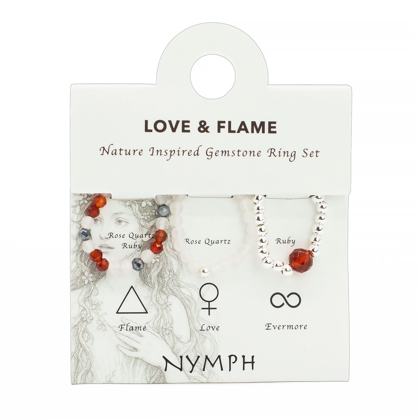 Ring Set Nymph Spirit Gemstone - Love & Flame