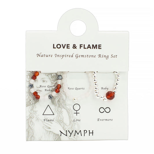 Ring Set Nymph Spirit Gemstone - Love & Flame