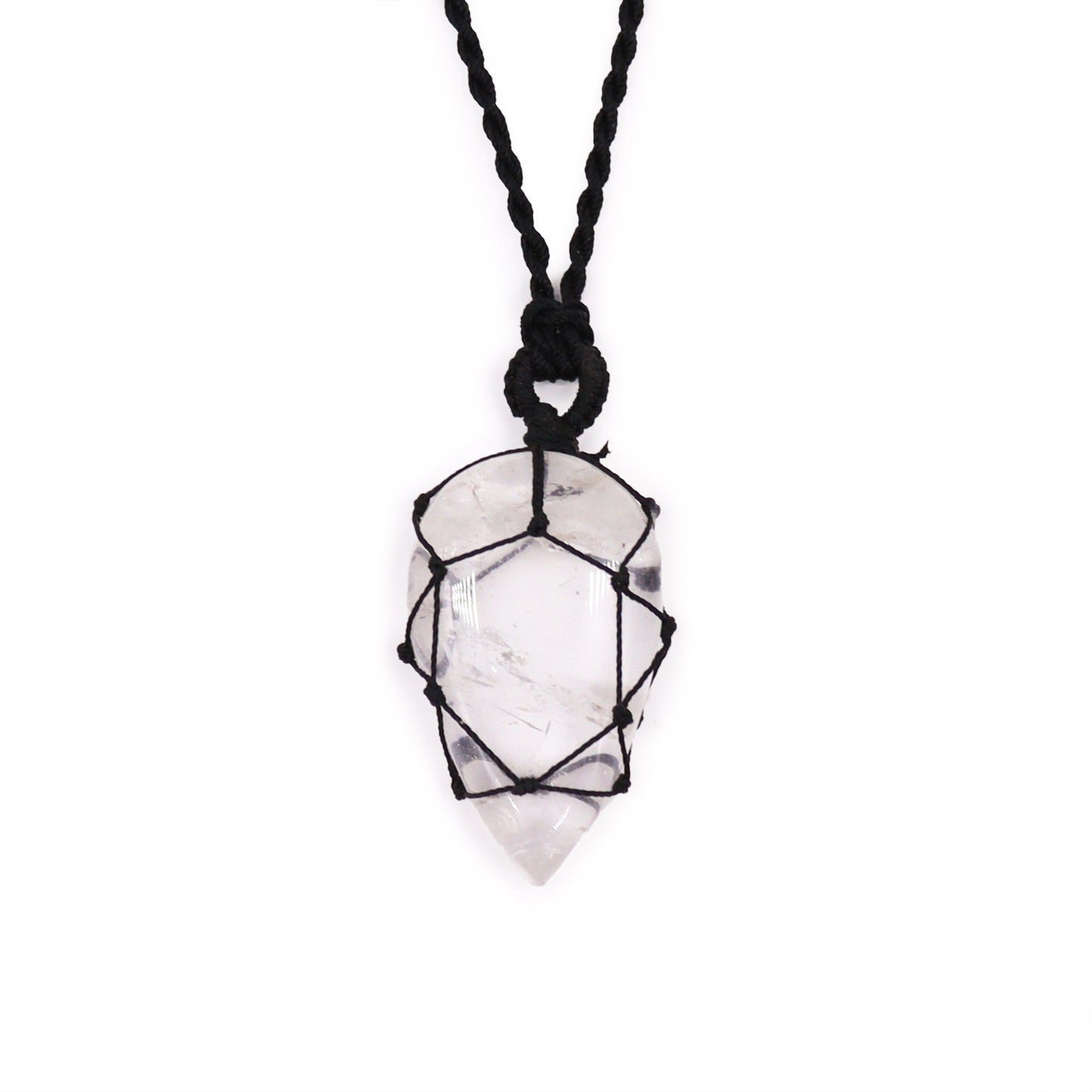 Laced Gemstone Teardrop Pendant - Rose Quartz