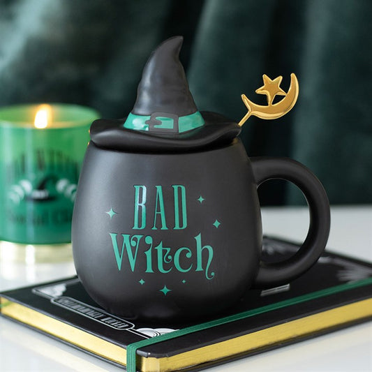 BAD WITCH LIDDED MUG WITH SPOON