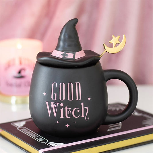 GOOD WITCH LIDDED MUG WITH SPOON