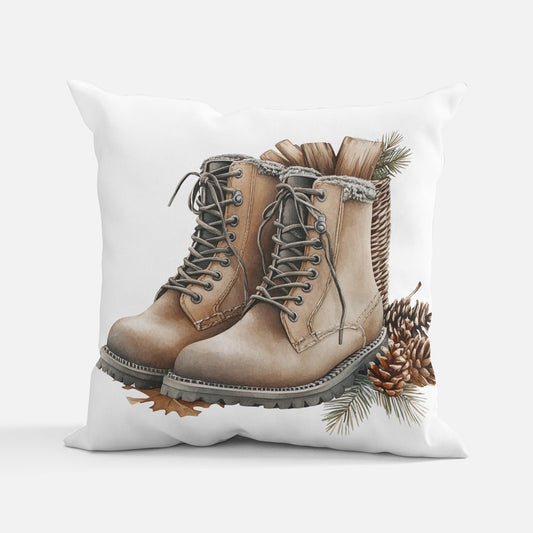 Rustic Christmas Boots Cushion