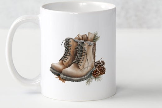 Rustic Christmas Boots Mug