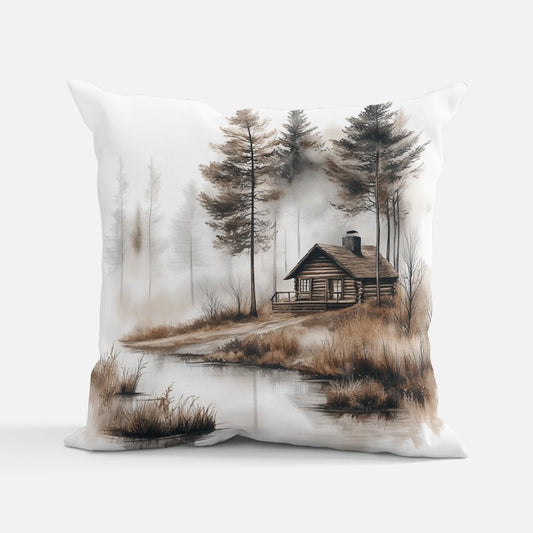 Rustic Christmas House Cushion