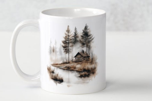 Rustic Christmas House Mug