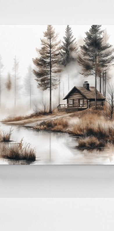 Rustic Christmas House Canvas Print