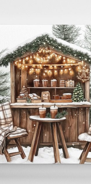 Rustic Christmas Lodge Canvas Print