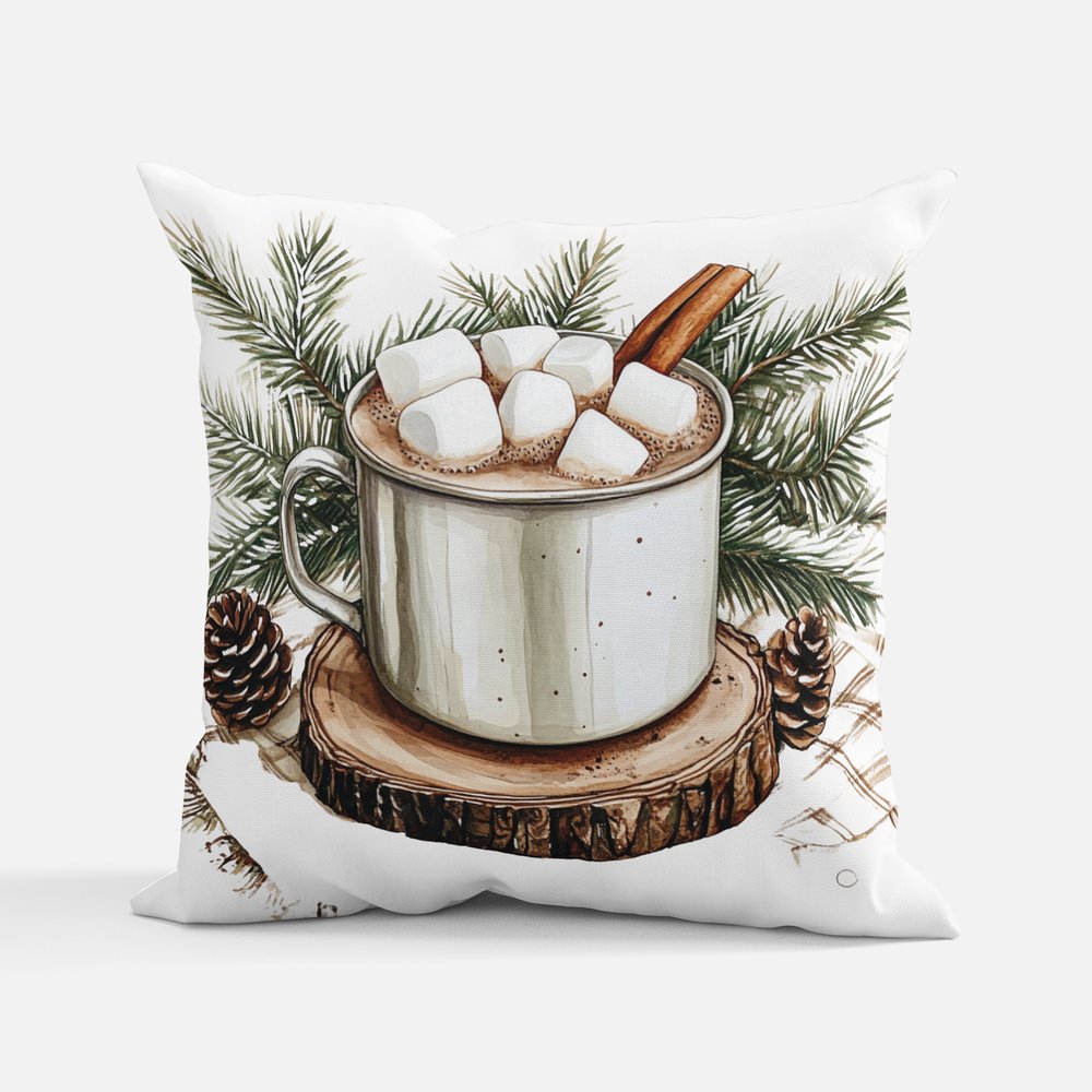 Rustic Christmas Marshmallows Cushion
