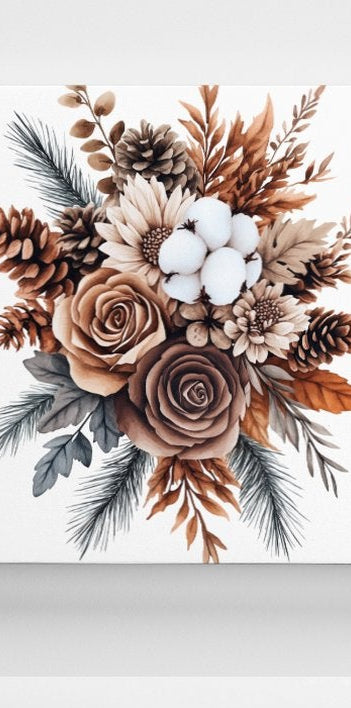 Rustic Christmas Wreath Canvas Print