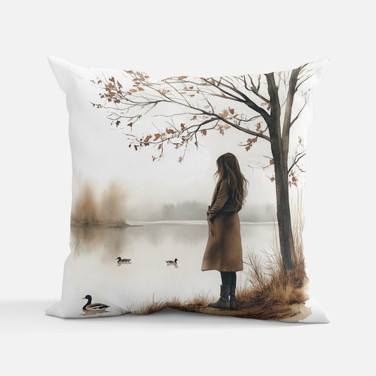 Rustic Christmas by the Lake Cushion