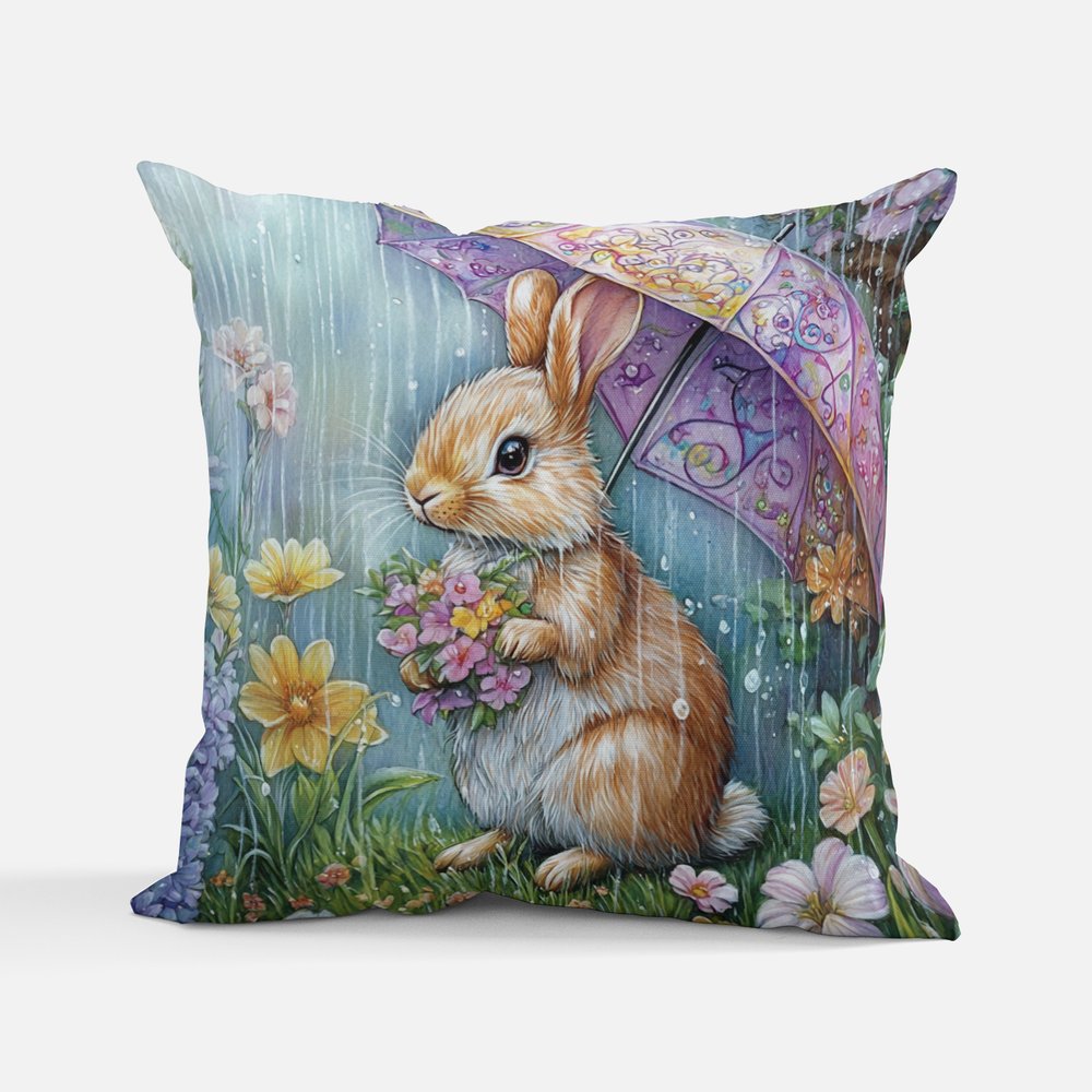 Spring Bunny with Brolly Cushion