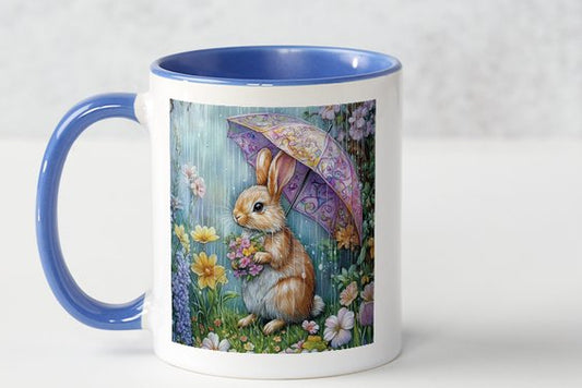 Spring Bunny with brolly Mug