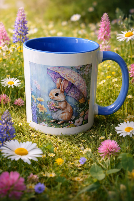 Spring Bunny with brolly Mug