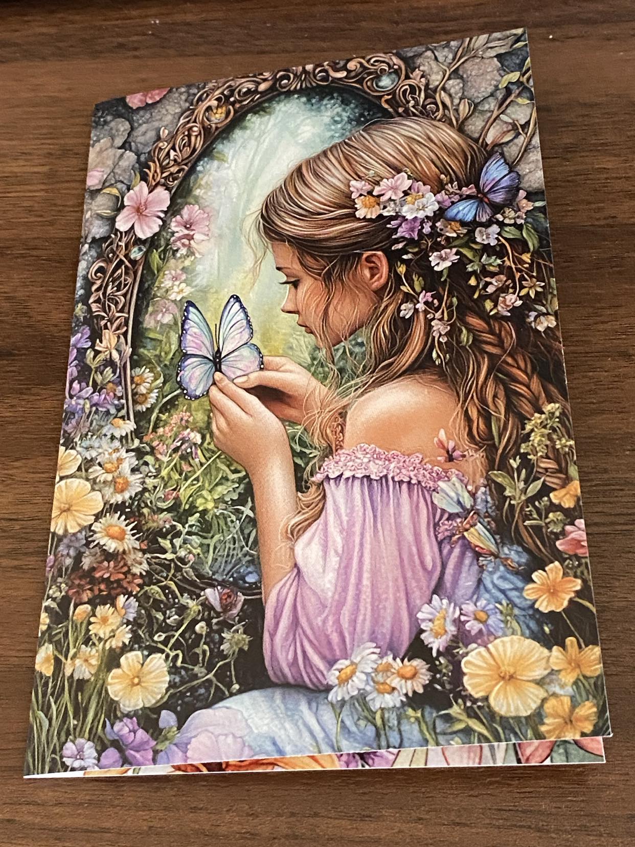 Spring Girl with Butterflies Card