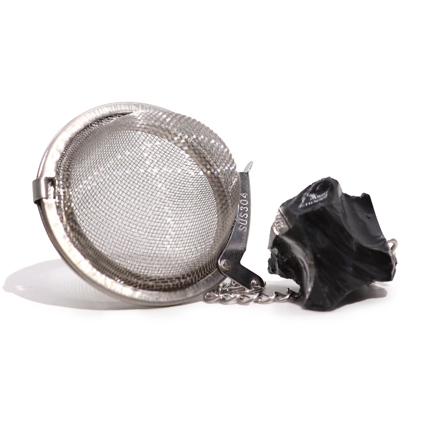 Raw Gemstone Tea Strainer - Black Obsidian