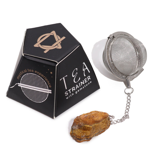 Raw Gemstone Tea Strainer - Gold Tigers Eye