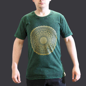 Stone Washed T-Shirt - Mandala - Green